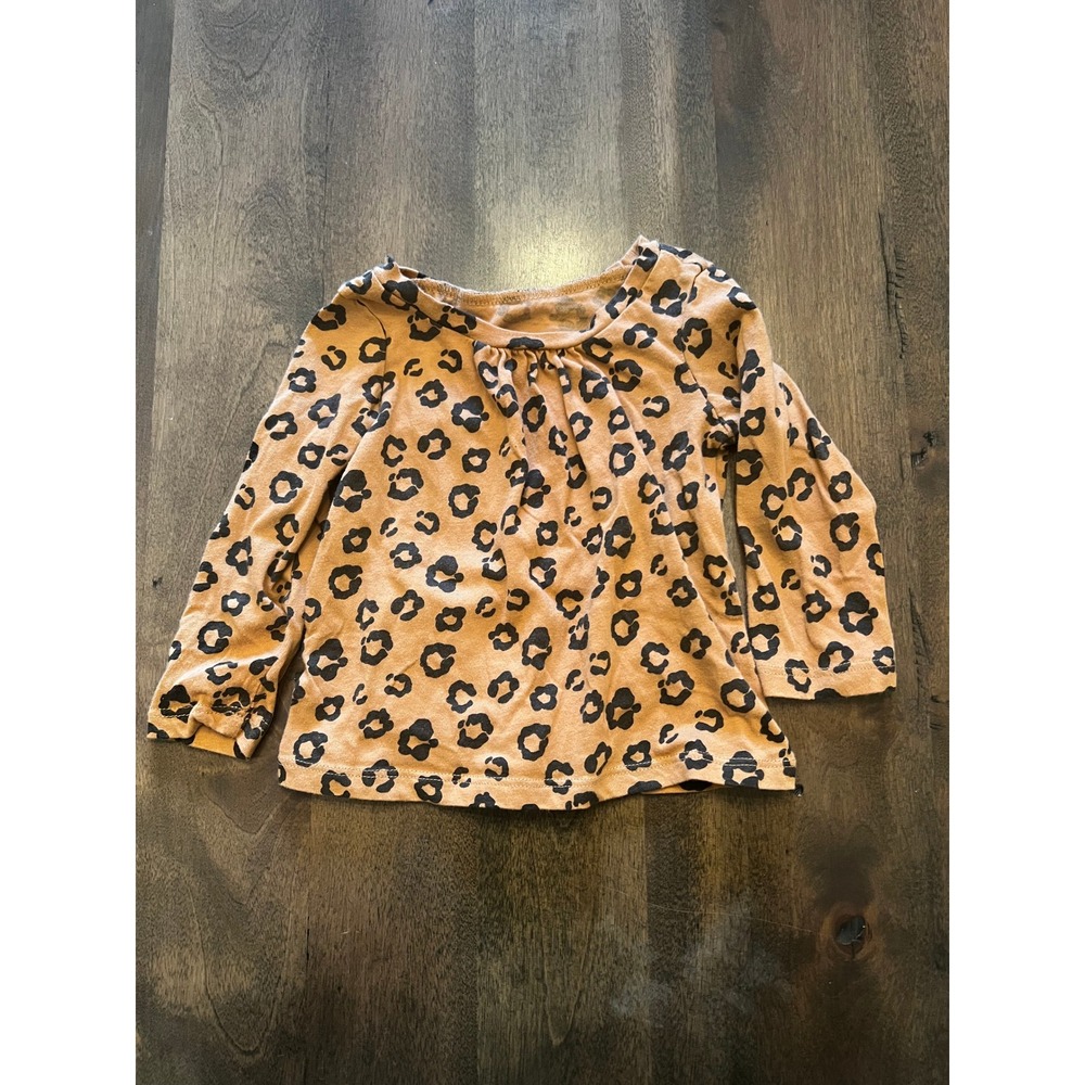 Harper Canyon Baby Girls Leopard Print Long Sleeve Top Tan Black 9 Months